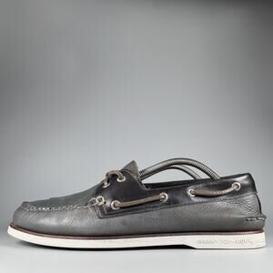 Sperry Gold Cup Men's Size 11 Gray Navy Leather 2 Eye Boat Shoes Casual Lace Up